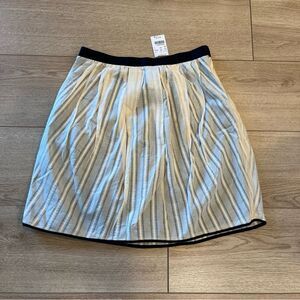 NWT J. Crew Cream Black Cotton Lined Striped A-Line Bubble Mini Skirt Size 4